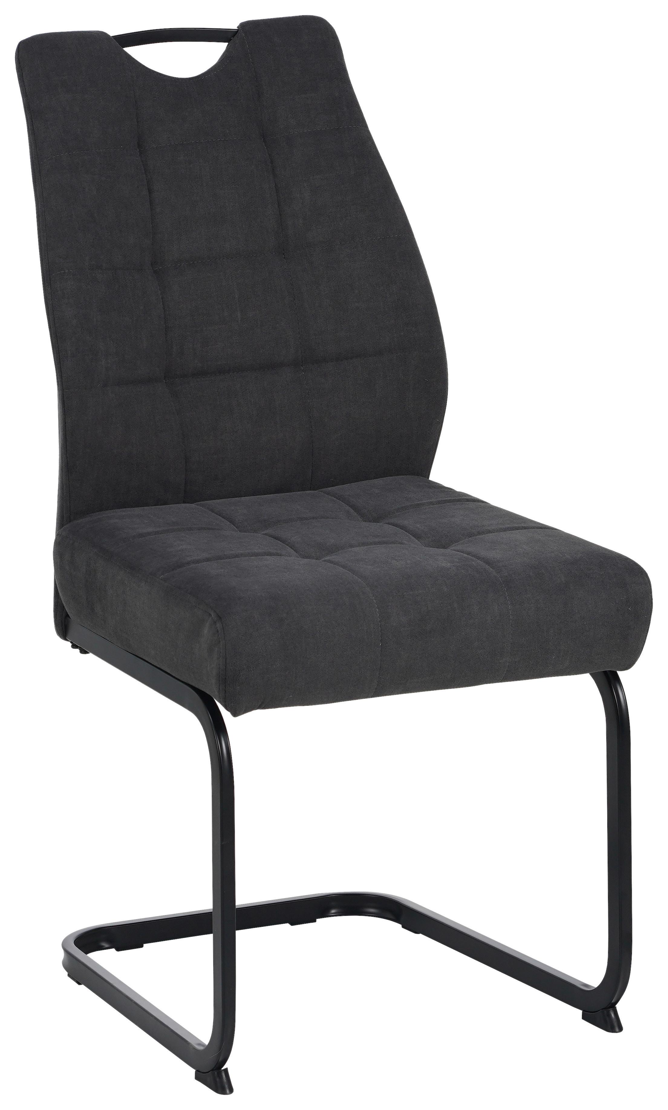 Schwingstuhl Felice Webstoff Grau, B: 46 cm - Schwarz/Grau, KONVENTIONELL, Textil/Metall (46/96/61,5cm) - MID.YOU