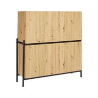 Široká komoda JASMINA farby dubu - čierna/farba duba, Modern, kov/drevo (118/131/41,5cm) - Bessagi Home