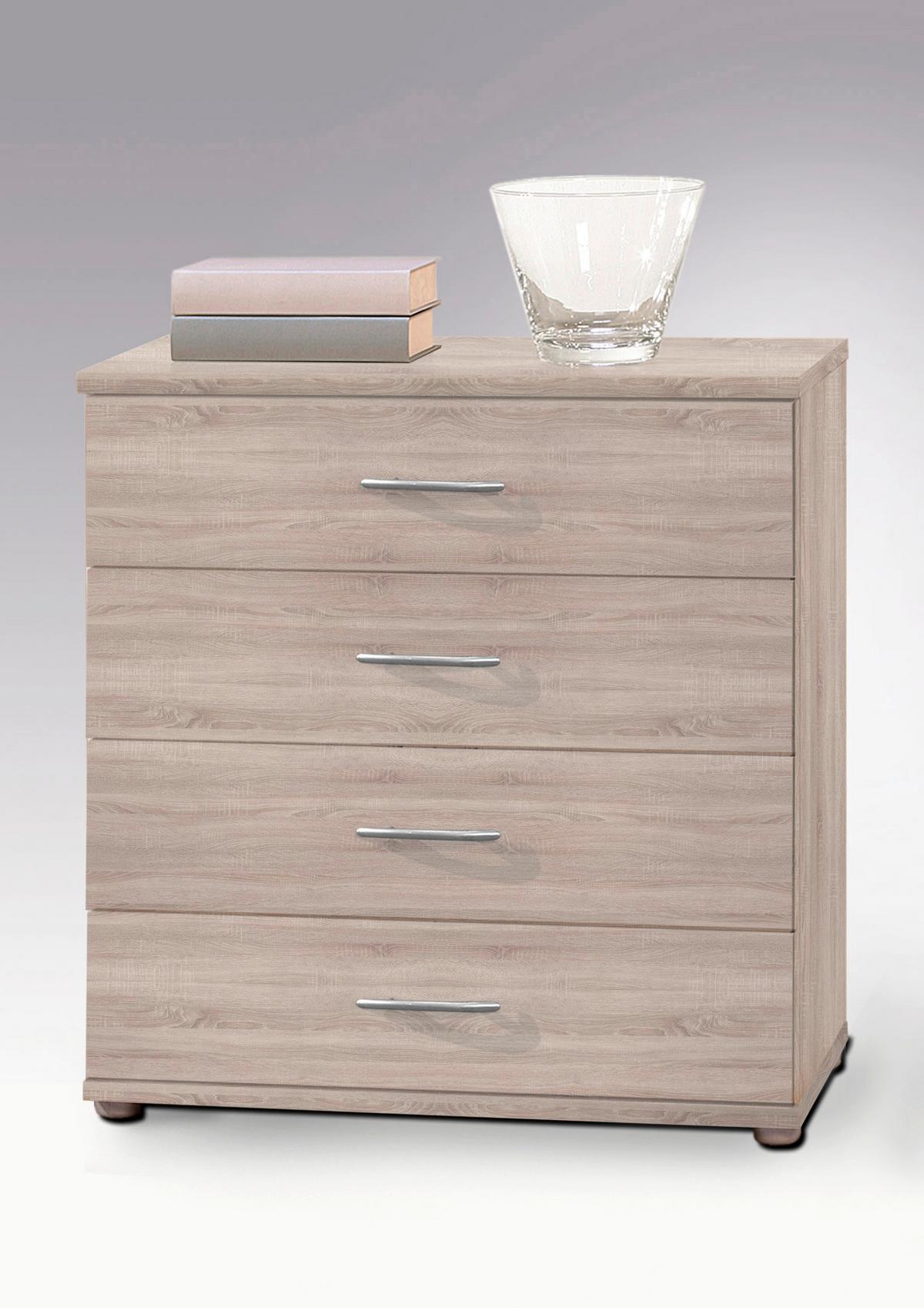 Kommode 60 cm Lilly Eiche Dekor - Eichefarben/Silberfarben, KONVENTIONELL, Holzwerkstoff (60/70/30cm) - Carryhome