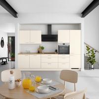 Kuchyňská linka 330 cm, magnóliová supermatná - barvy dubu/magnolie, Moderní, kov/kompozitní dřevo (330cm) - Nobilia