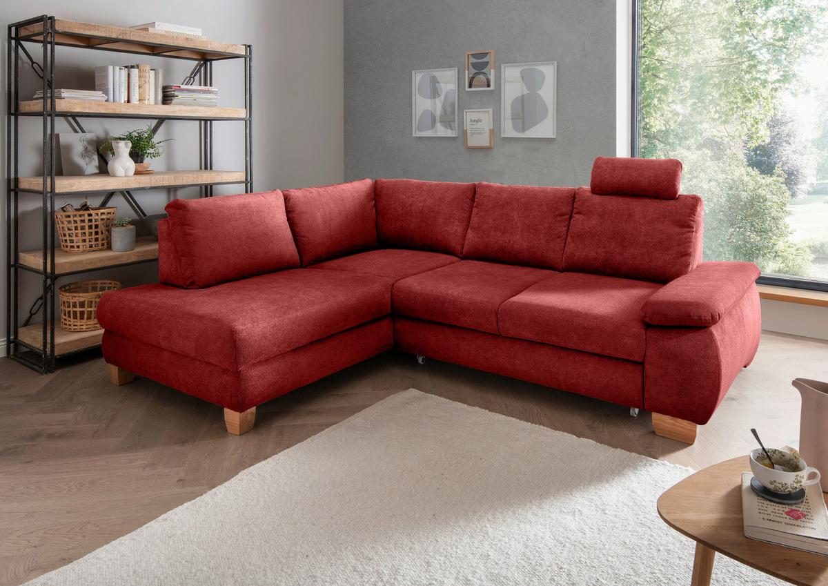 Eckschlafsofa Positano, Rot S: 206x261 Cm - Wildeiche/Rot, MODERN, Textil (206/261cm) - Livetastic