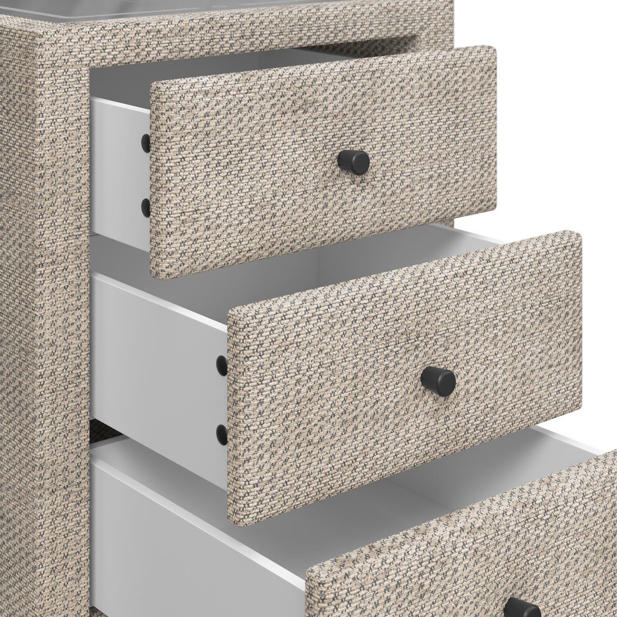 Nachtkästchen Brisbane II mit Induktionsladezone B: 49,5cm - Beige, Trend, Glas/Holzwerkstoff (49,5/56,5/46cm) - Sembella