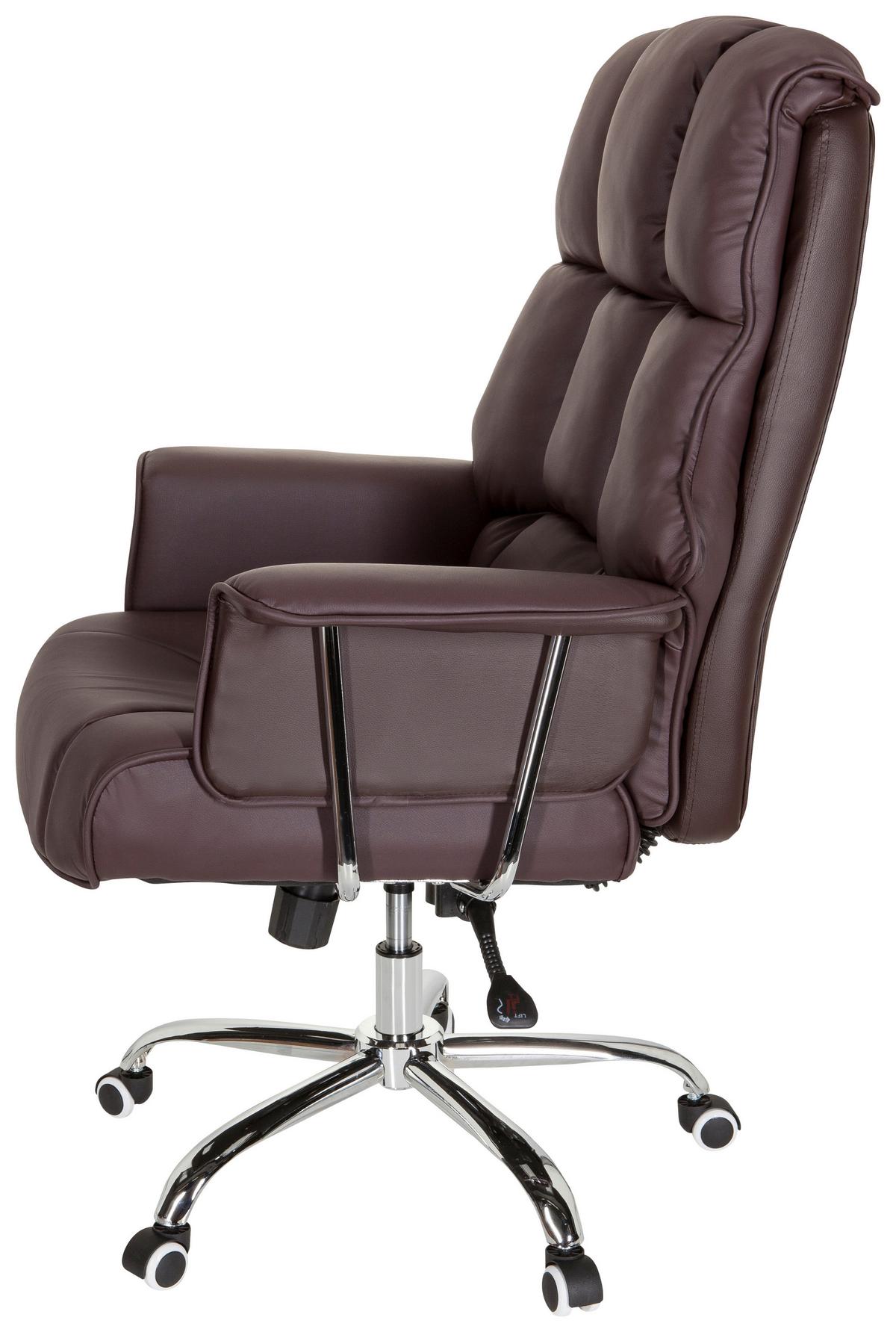Chefsessel Commander Lederlook Braun Bis 130kg - Chromfarben/Braun, MODERN, Kunststoff/Textil (75/130/64cm) - MID.YOU