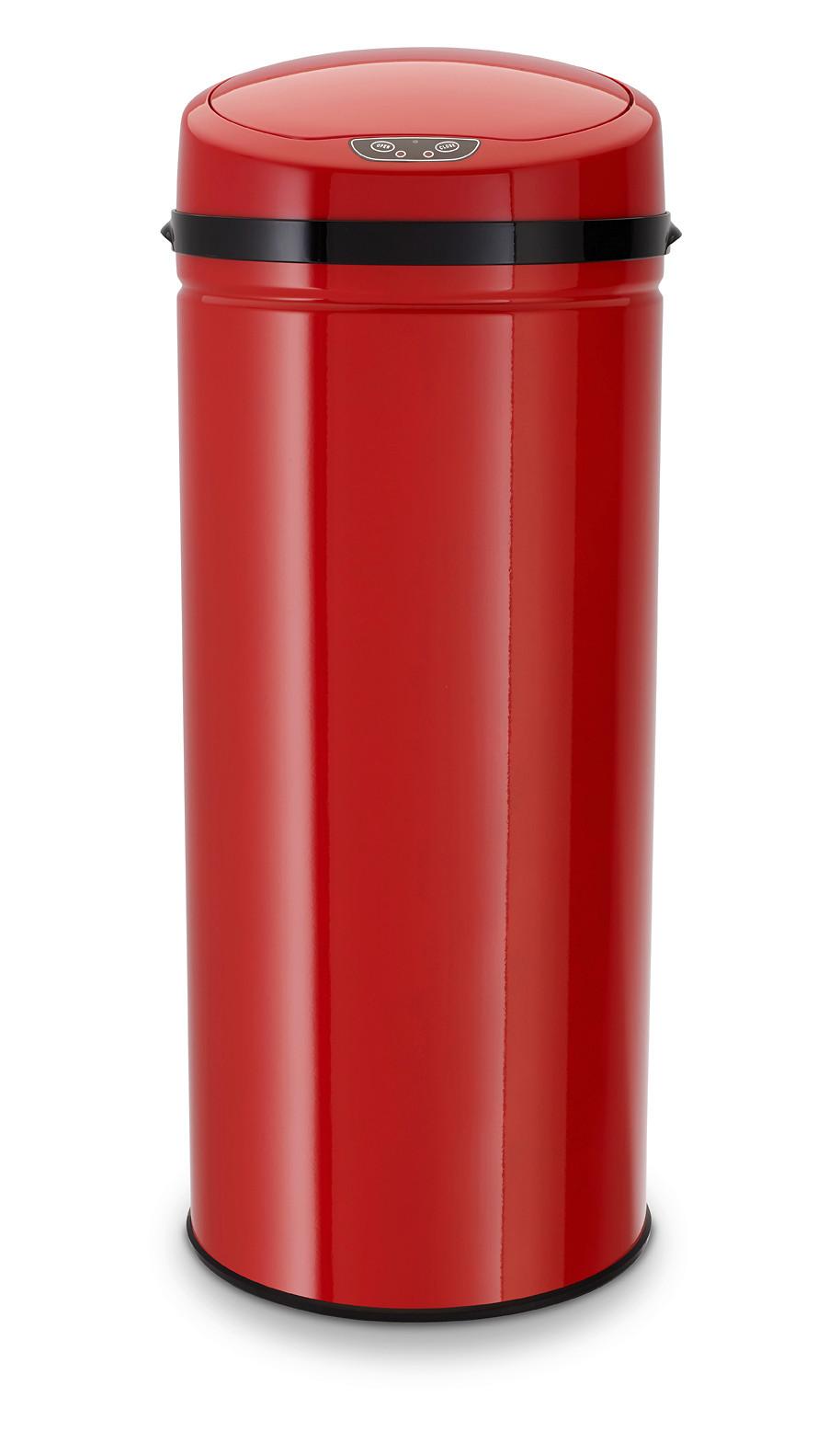 Mülleimer mit Deckel 42l Edelstahl Rot/Schwarz - Rot/Schwarz, Basics, Kunststoff/Metall (31/31/79,5cm) - Echtwerk