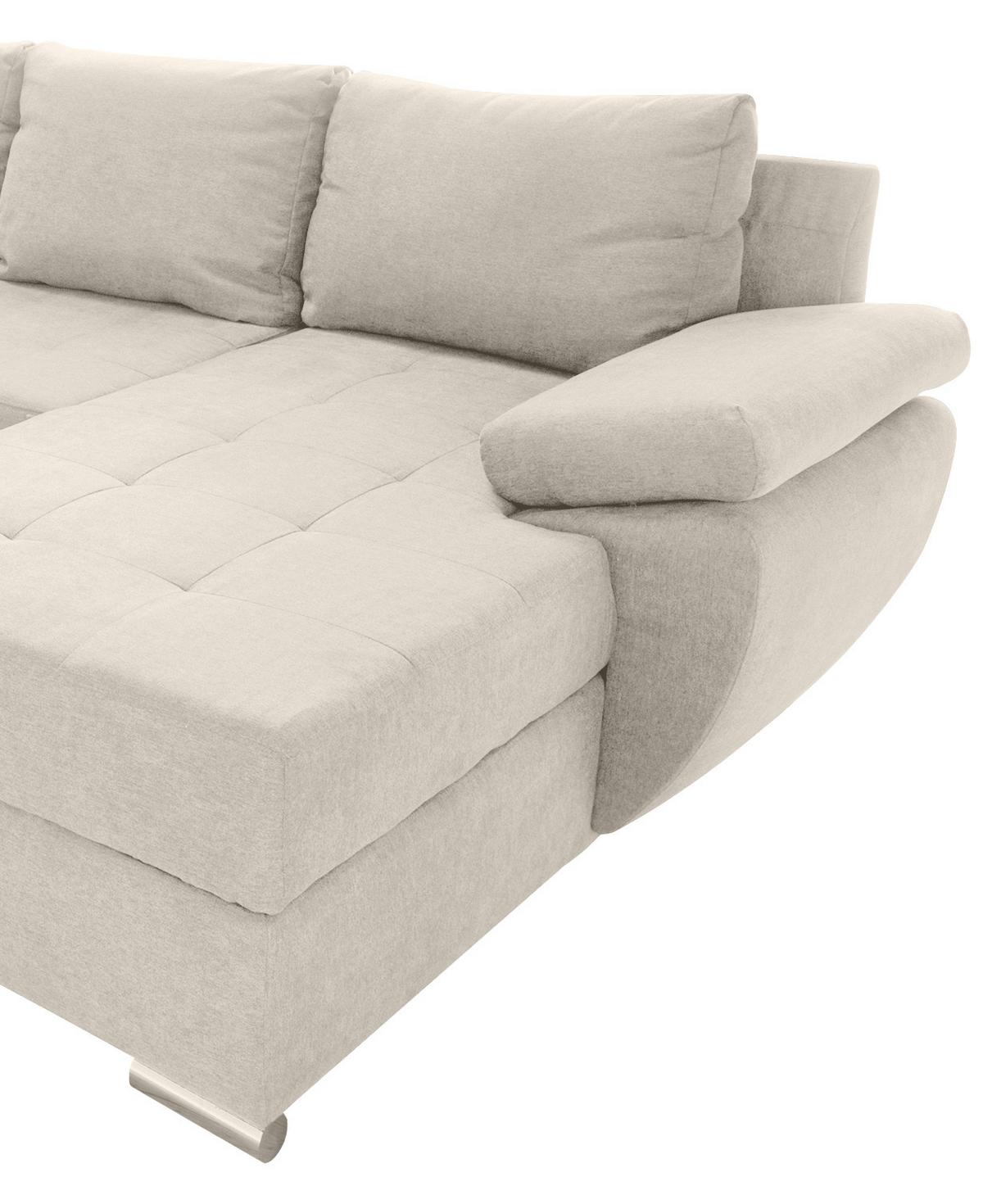 Sedacia súprava TERANA, ľavá, krémová / krémová - krémová/chrómová, Konventionell, textil (219/305/157cm) - Livetastic