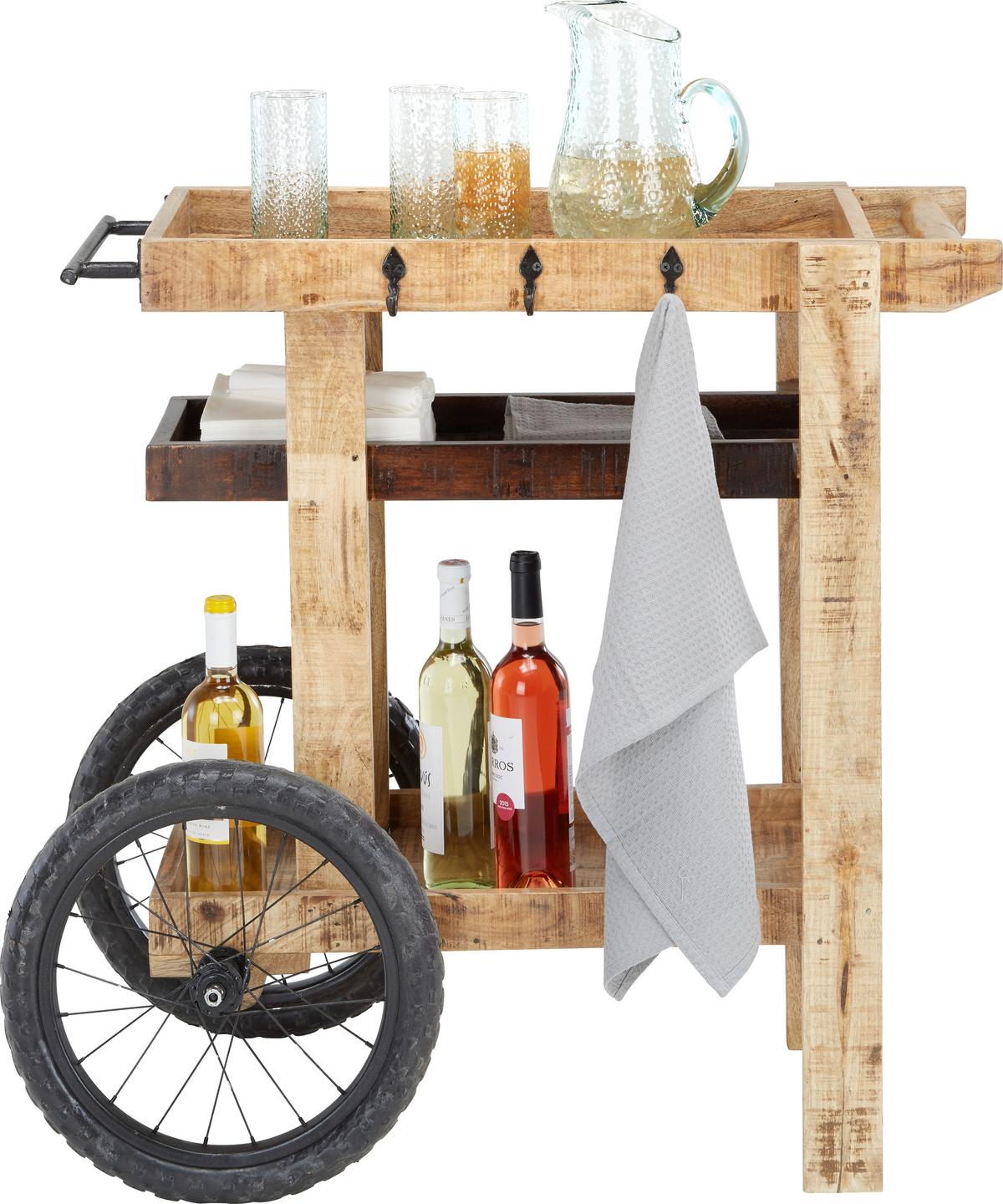 SERVÍROVACÍ VOZÍK URBAN II - černá/přírodní barvy, Lifestyle, kov/dřevo (88/85/56cm) - Premium Living