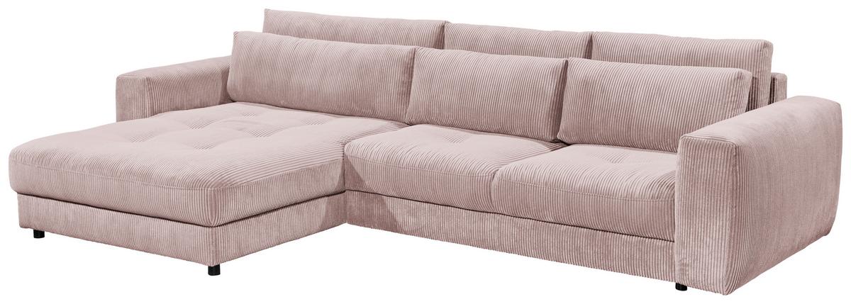 Ecksofa Barura 2s. Urc Hellrosa S: 194/333 Cm - Hellrosa/Schwarz, KONVENTIONELL, Holzwerkstoff/Textil (194/333cm) - MID.YOU