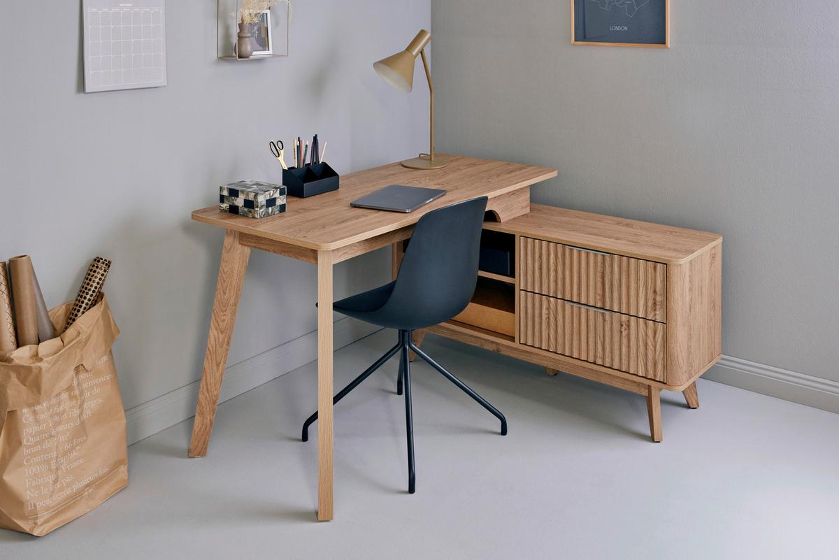 Eckschreibtisch Wave C 150 E - Eichefarben, MODERN, Holzwerkstoff (148/120/76,20cm) - Livetastic