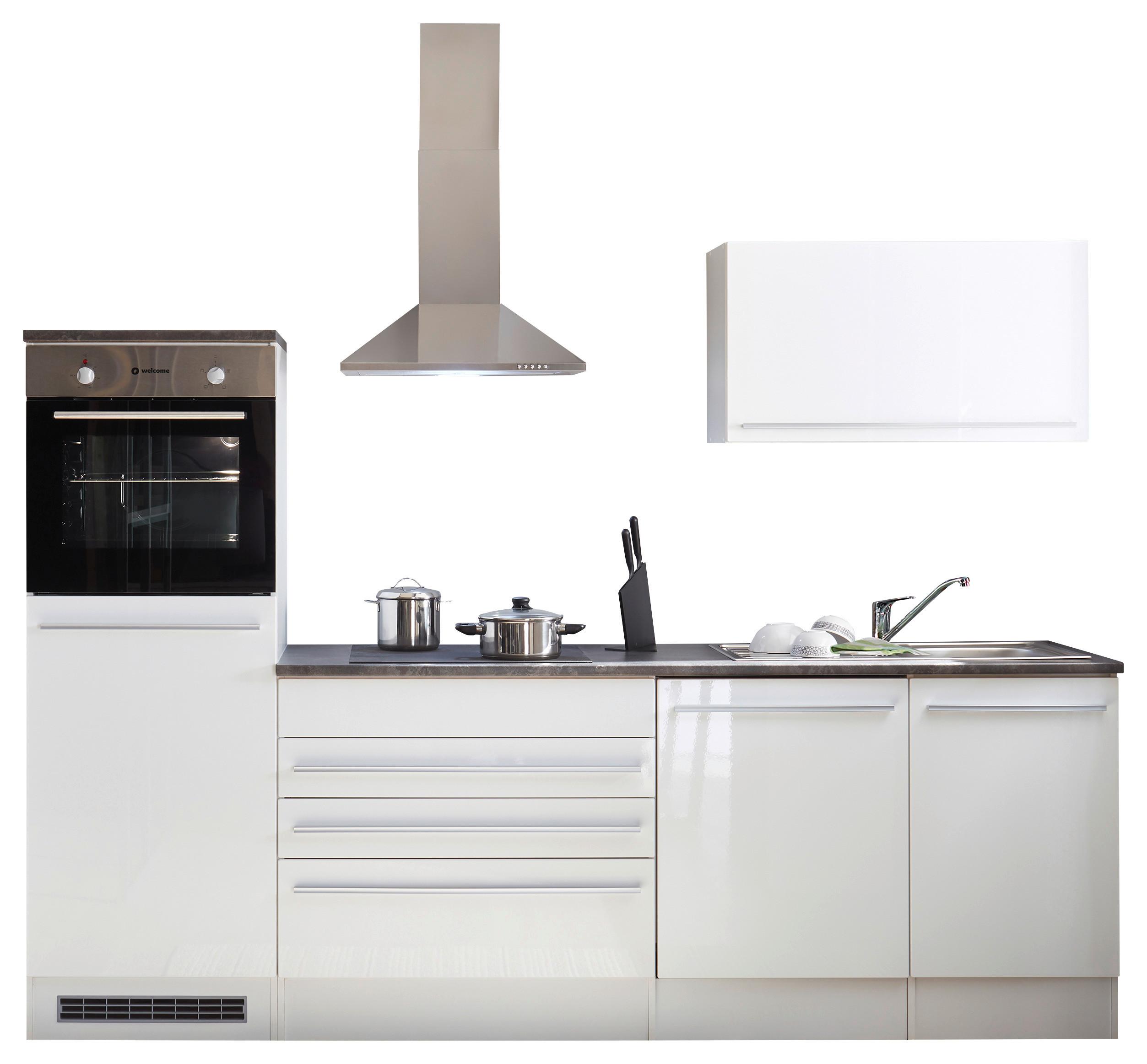 Kuchynský blok JAZZ bez spotrebičov, šírka 260 cm - biela/antracitová, Konventionell, kompozitné drevo/plast (260cm) - MID.YOU