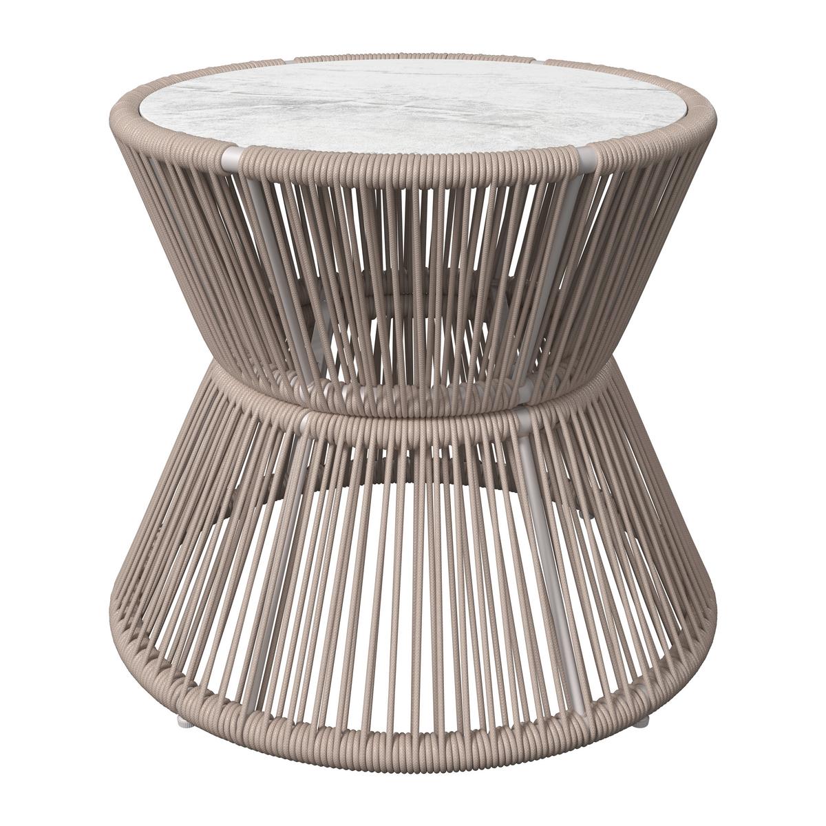 Gartenbeistelltisch Palma - Hellbraun/Grauweiß, MODERN, Glas/Textil (56/48/56cm) - Beldano