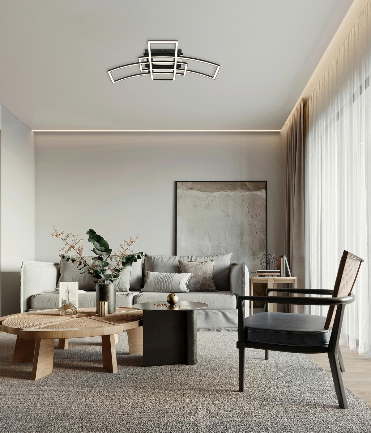 LED-Deckenleuchte Enikö Schwarz/Chromfarben max. 42 W - čierna/chrómová, Modern, kov/plast (59/81/16cm) - Mömax