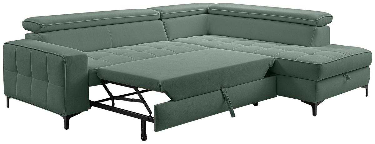 Ecksofa Nala Mintgrün S: 251x203cm - Schwarz/Mintgrün, Design, Textil (251/203cm) - MID.YOU