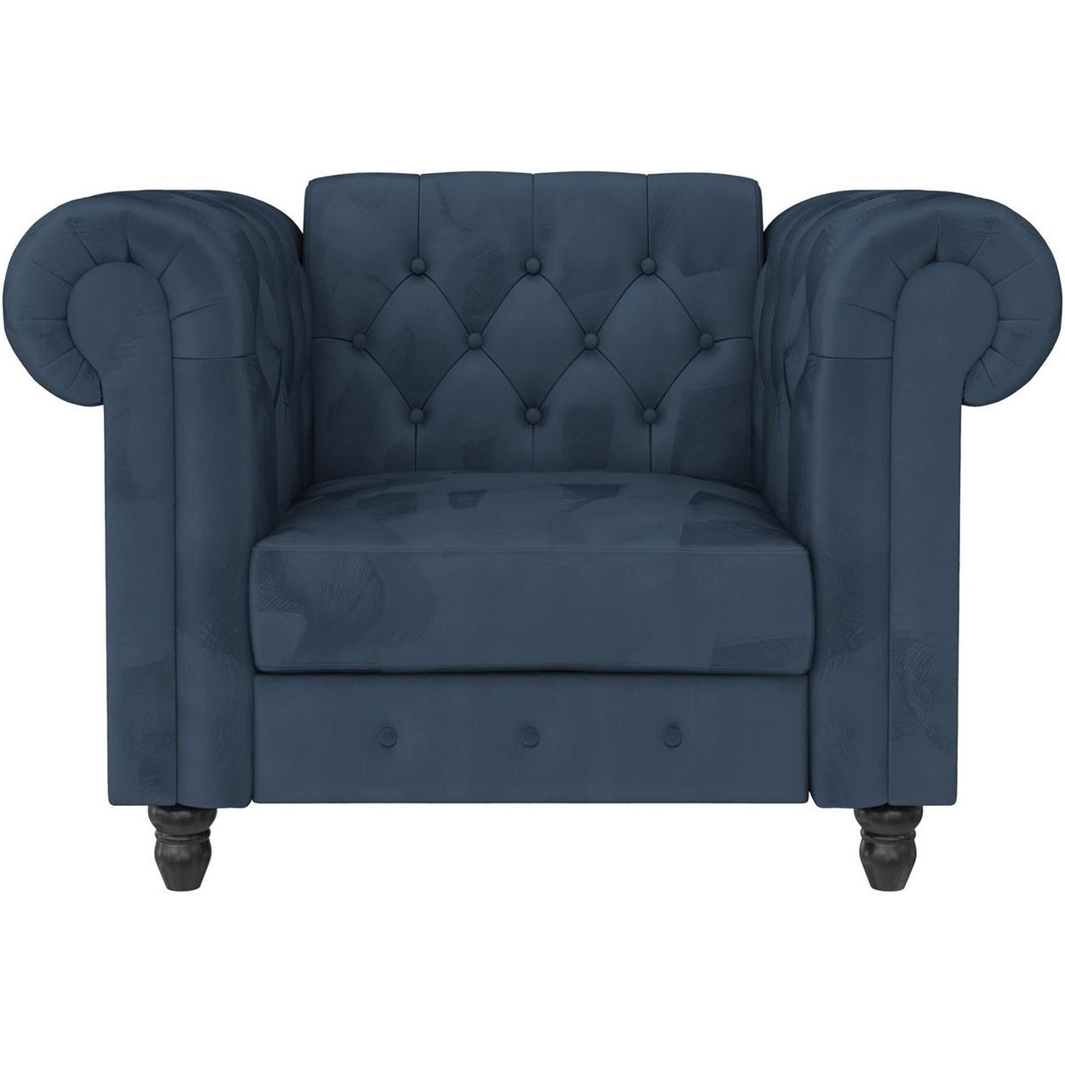 Sessel Firenze Blau, Relaxfunktion - Blau/Schwarz, Basics, Textil (111/83cm) - Livetastic