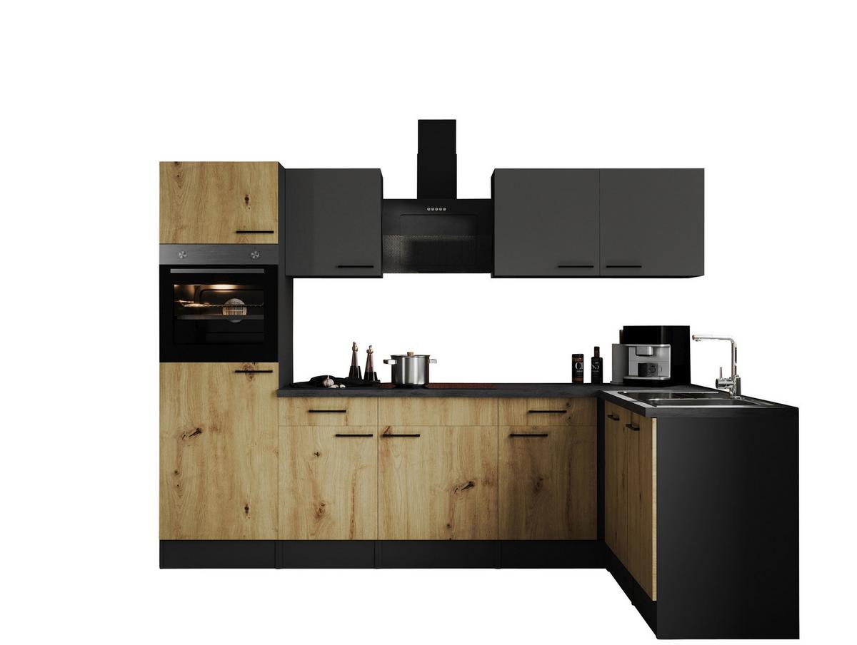Eckküche Oliver Grau, Aritsan Dekor S: 280x172 Cm - Eiche Artisan/Grau, Design, Holzwerkstoff (280/172cm) - Respekta