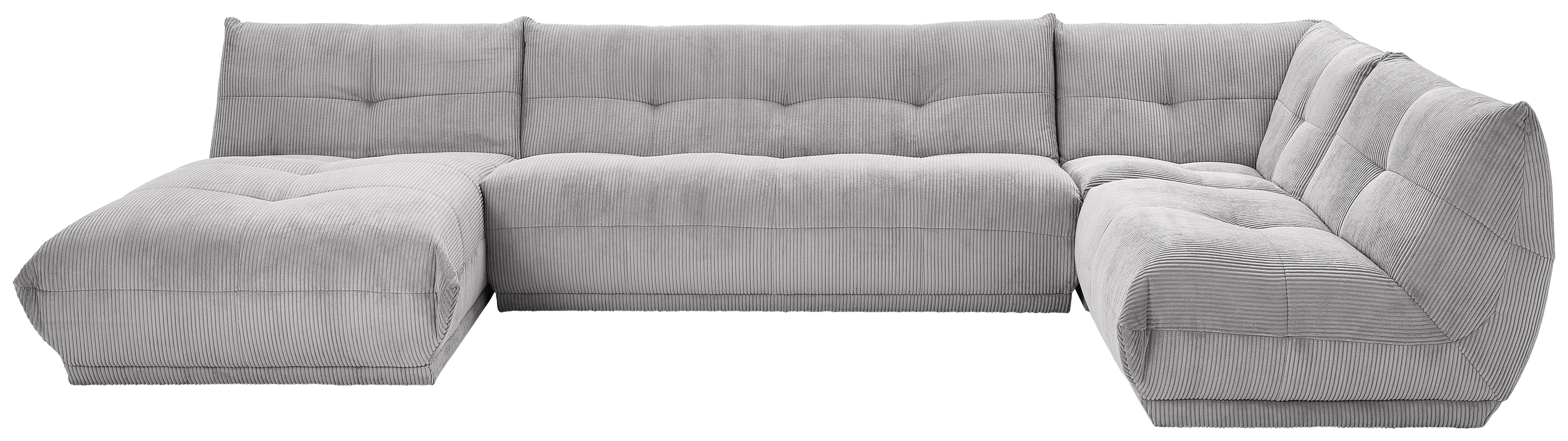 Wohnlandschaft Giselle Grau Cord - Grau, Trend, Textil (185/390/210cm) - Livetastic