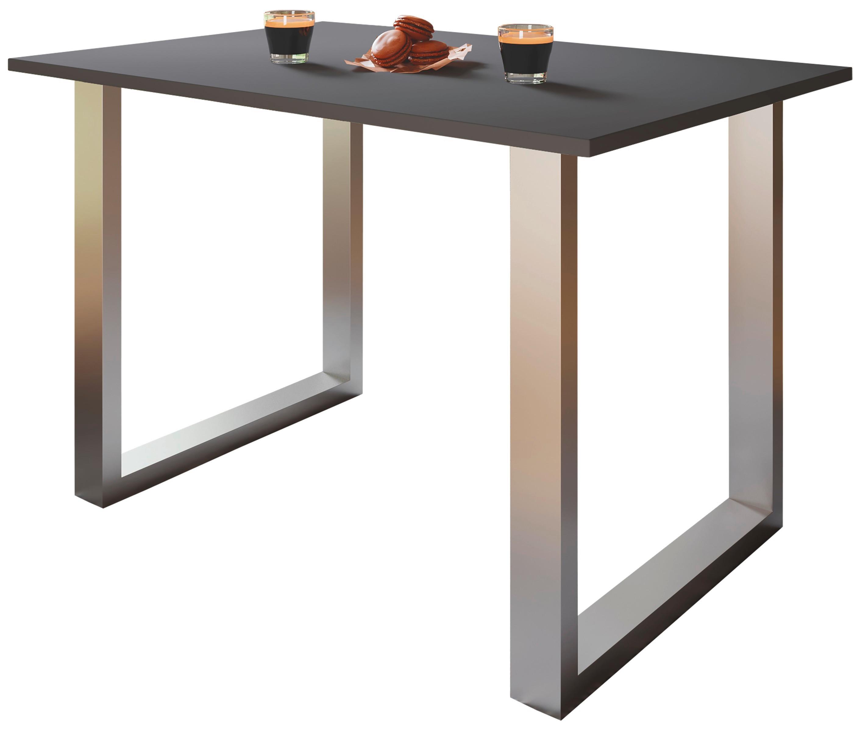 Schreibtisch Lona Anthrazit B: 80 cm - Anthrazit/Silberfarben, Design, Holzwerkstoff/Metall (80/76/50cm) - MID.YOU