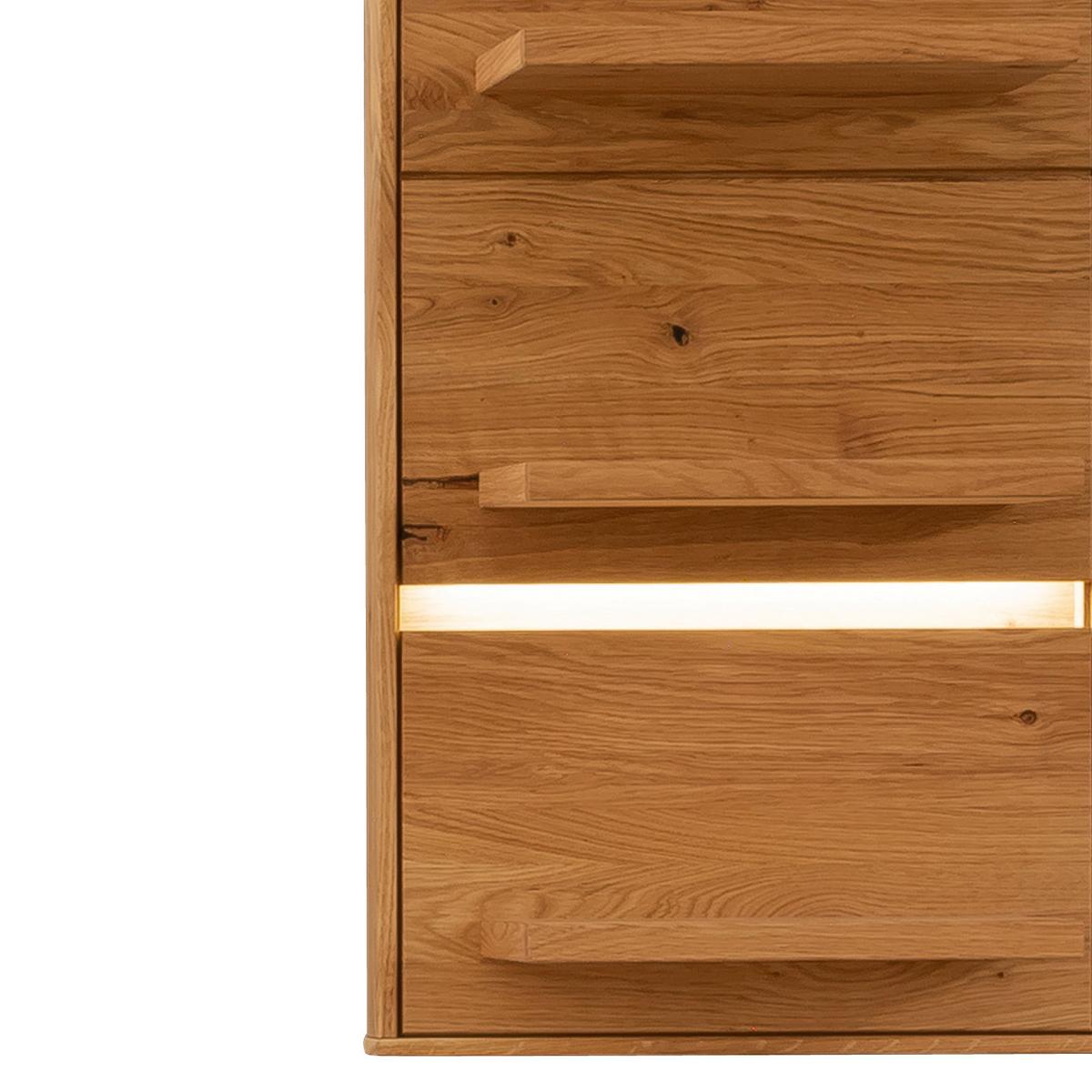 Wohnkombination Massiv 3-Tlg. Como Wildeiche - Wildeiche, Natur, Glas/Holz (246/202/51cm) - MID.YOU