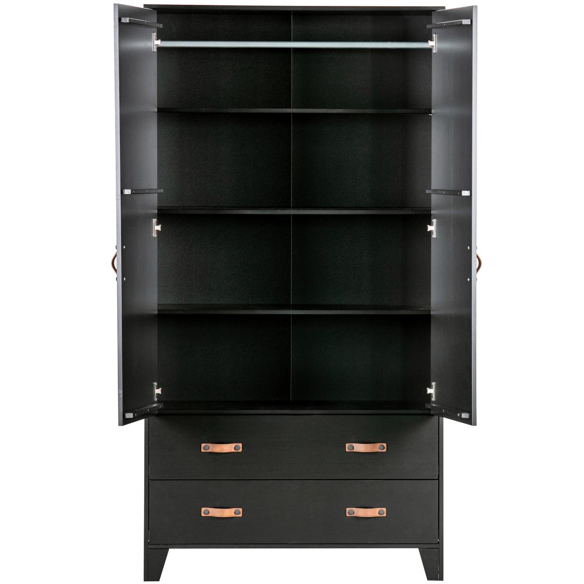 DREHTÜRENSCHRANK Dian Schwarz B: 94cm - Schwarz, Basics, Holz (94/180/40cm) - MID.YOU