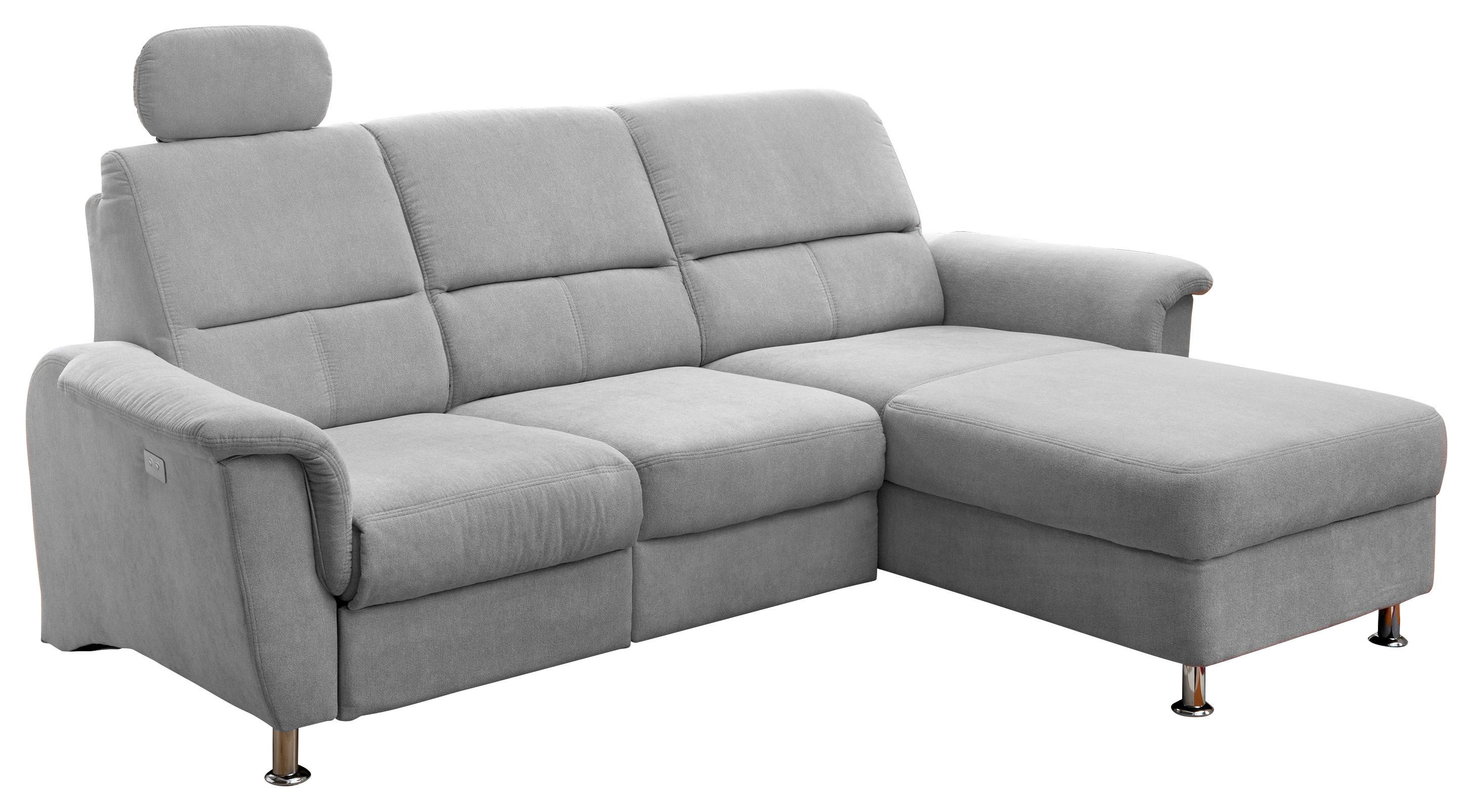 Ecksofa mit Relaxfunktion + USB Anschluss Parole, Mikrof. - Chromfarben/Silberfarben, MODERN, Textil (231/165cm) - Livetastic