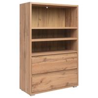 Regal mit Laden Image B: 85 cm Eiche Dekor - Eichefarben/Silberfarben, KONVENTIONELL, Holzwerkstoff (85/131/37cm) - MID.YOU