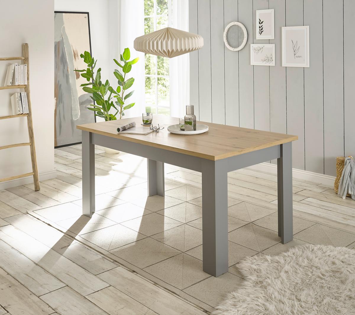 Esstisch Chambord Grau/eiche Artisan L: 160 Cm - Eiche Artisan/Grau, Design, Holzwerkstoff (160/90/76cm) - MID.YOU