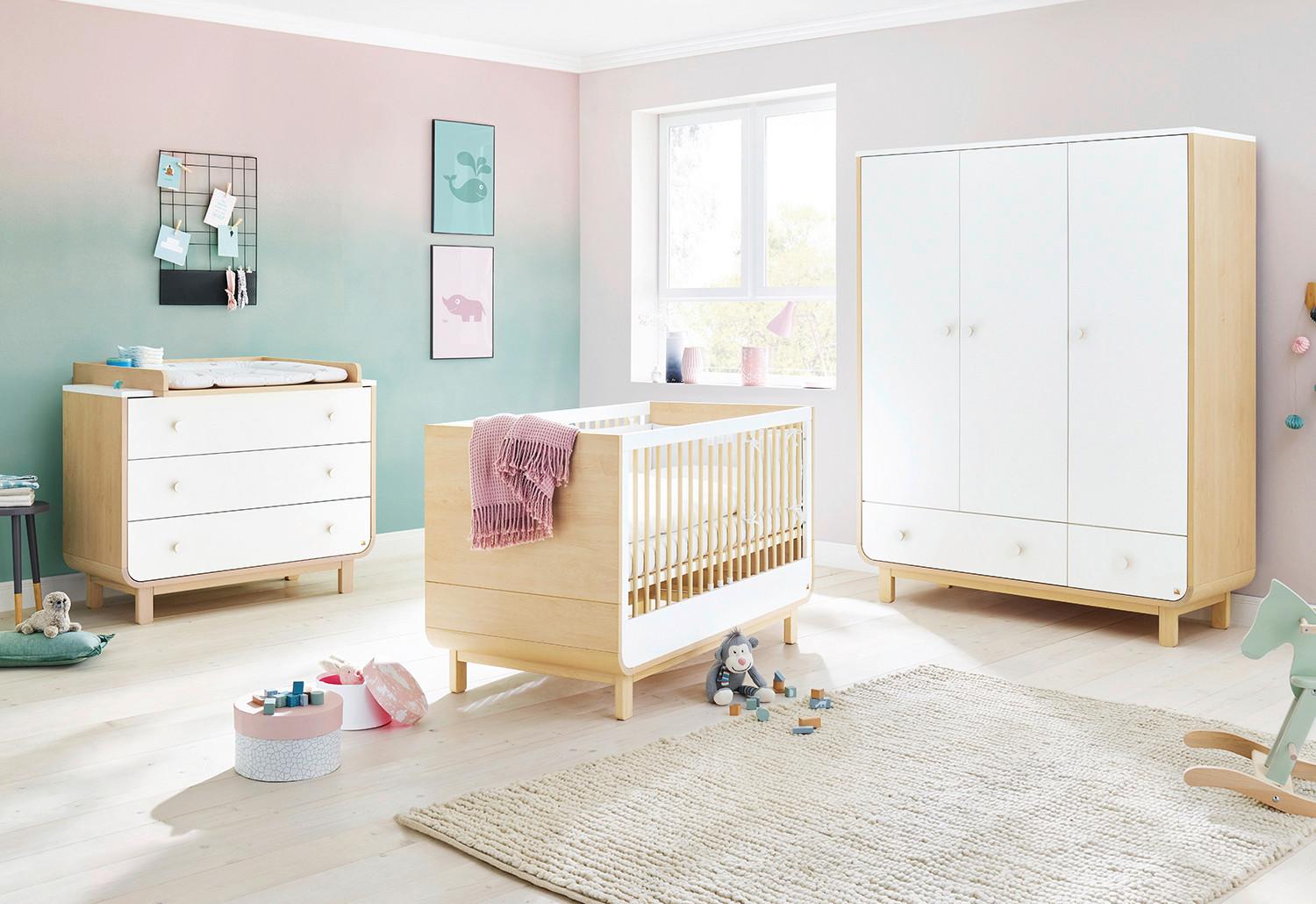 BABYZIMMER 100043BG ROUND - Ahornfarben/Weiß, Design, Holzwerkstoff - Pinolino