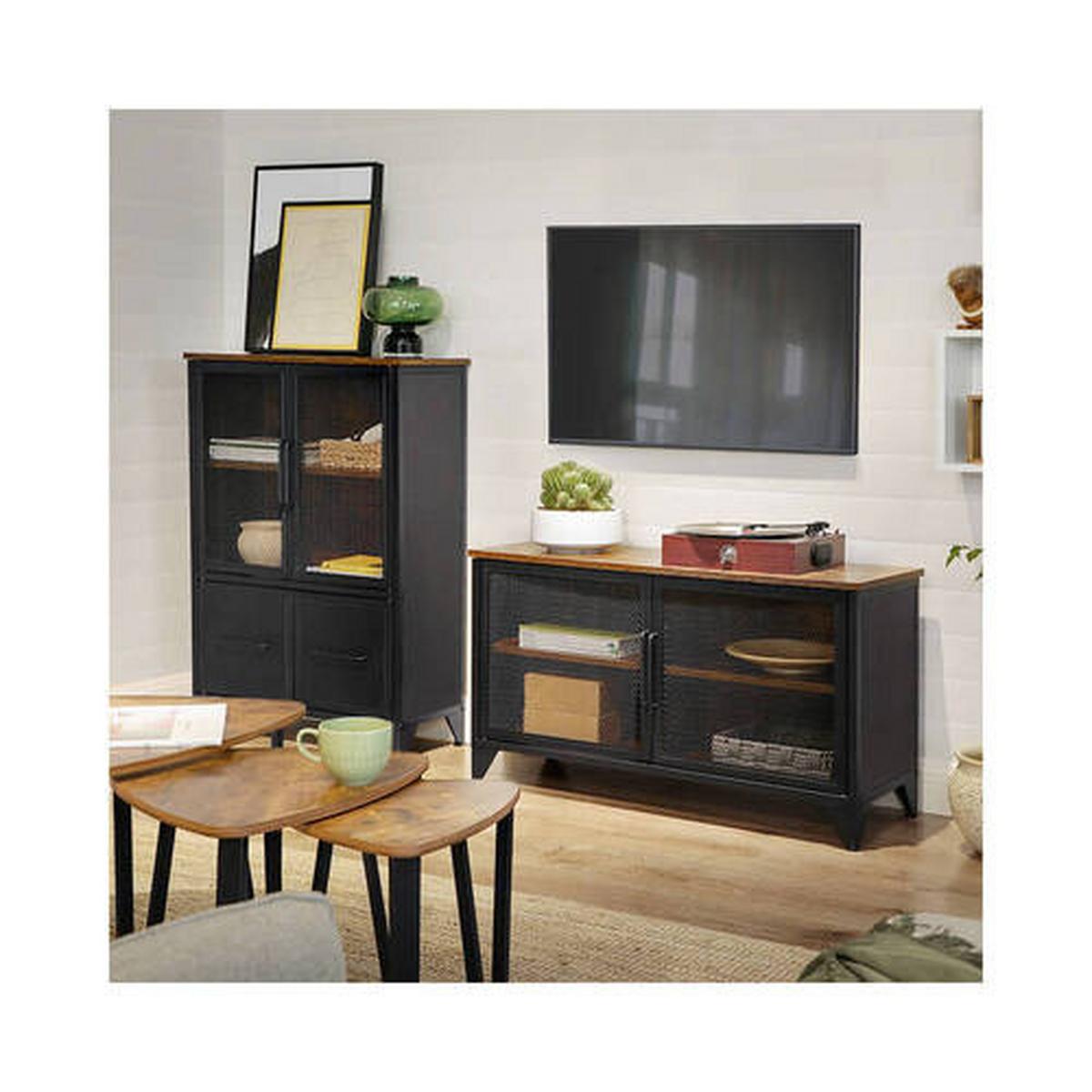 Kommode B: 70 cm Braun/Schwarz - Schwarz/Braun, Trend, Holzwerkstoff/Metall (70/100/33cm) - Boxxx