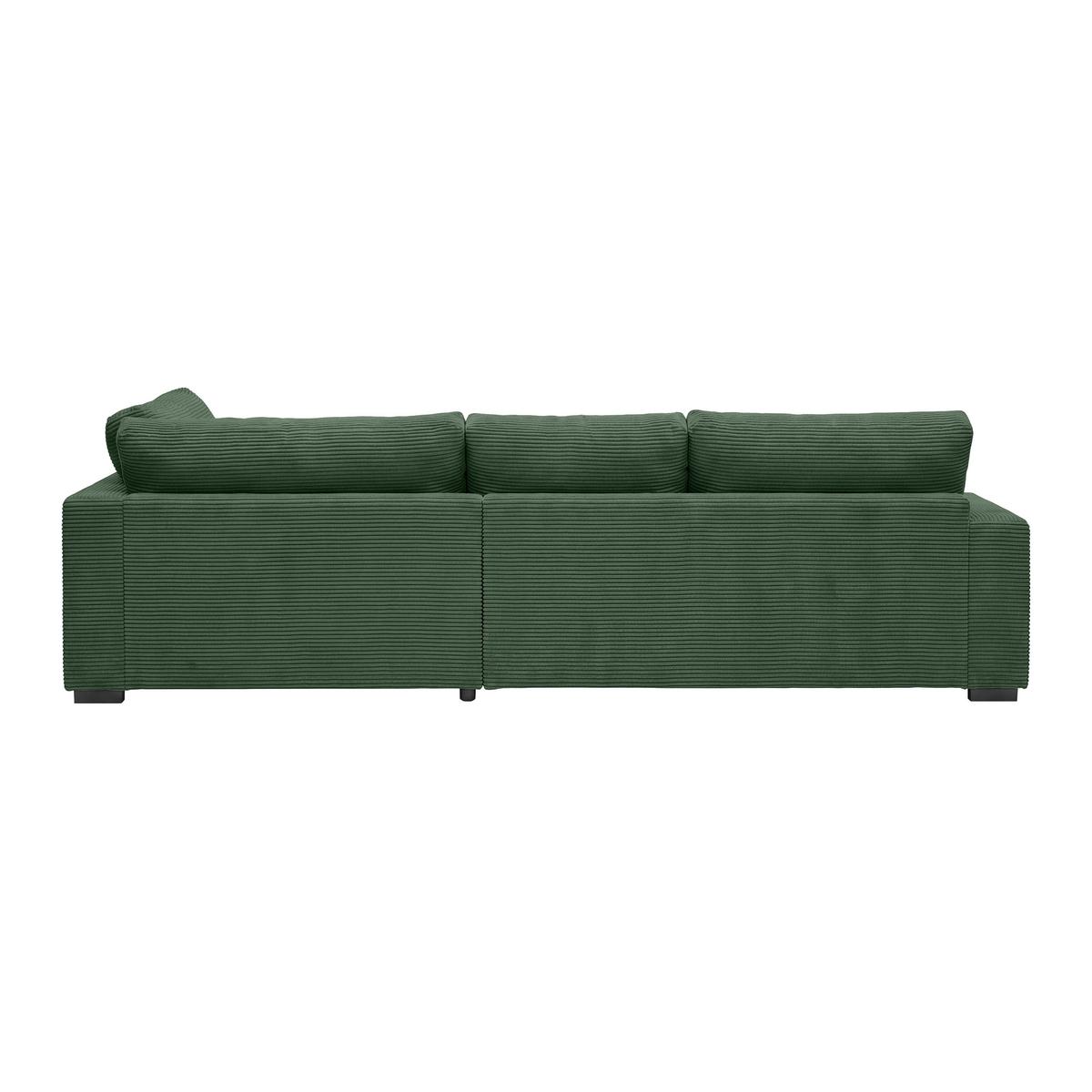 Rohová sedačka PEDRO, pravá, tmavě zelený manšestr - černá/tmavě zelená, Moderní, textil/plast (300/190cm) - Mömax