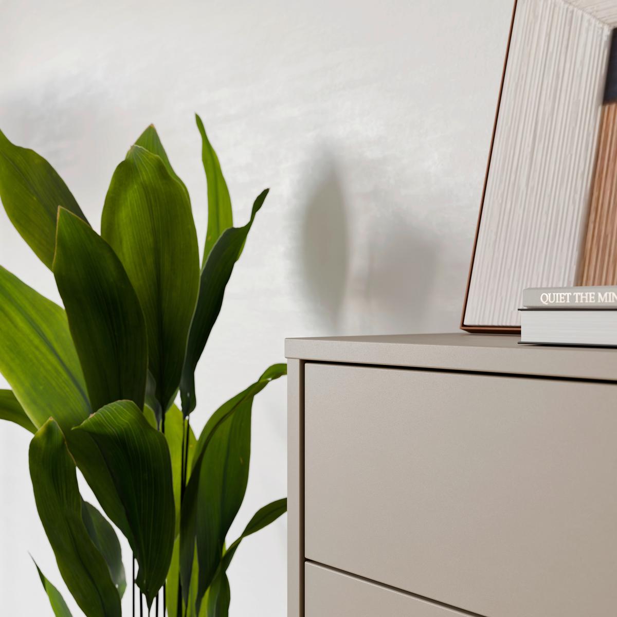 Komoda SPRINGS - béžová hnědá, Moderní, kompozitní dřevo (74,5/99,1/34,9cm)