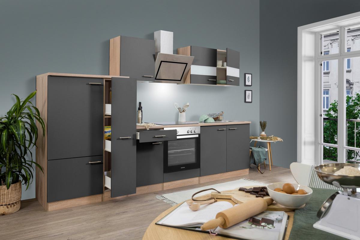 Küchenblock Merle Küchenblock 300 cm - Eichefarben/Grau, Basics, Holzwerkstoff (300cm) - Respekta