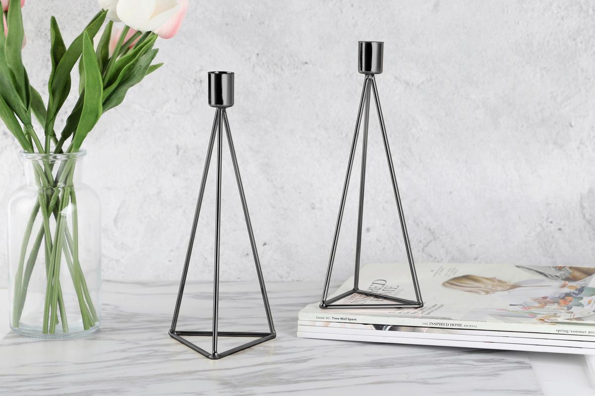 Kerzenständer-Set Eisen für Stabkerzen 2-teilig - Schwarz, Basics, Metall (9,5/24,2cm) - Echtwerk