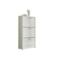 Schuhkipper Siena - Weiß Hochglanz/Silberfarben, MODERN, Holzwerkstoff (61/115/25cm) - MID.YOU