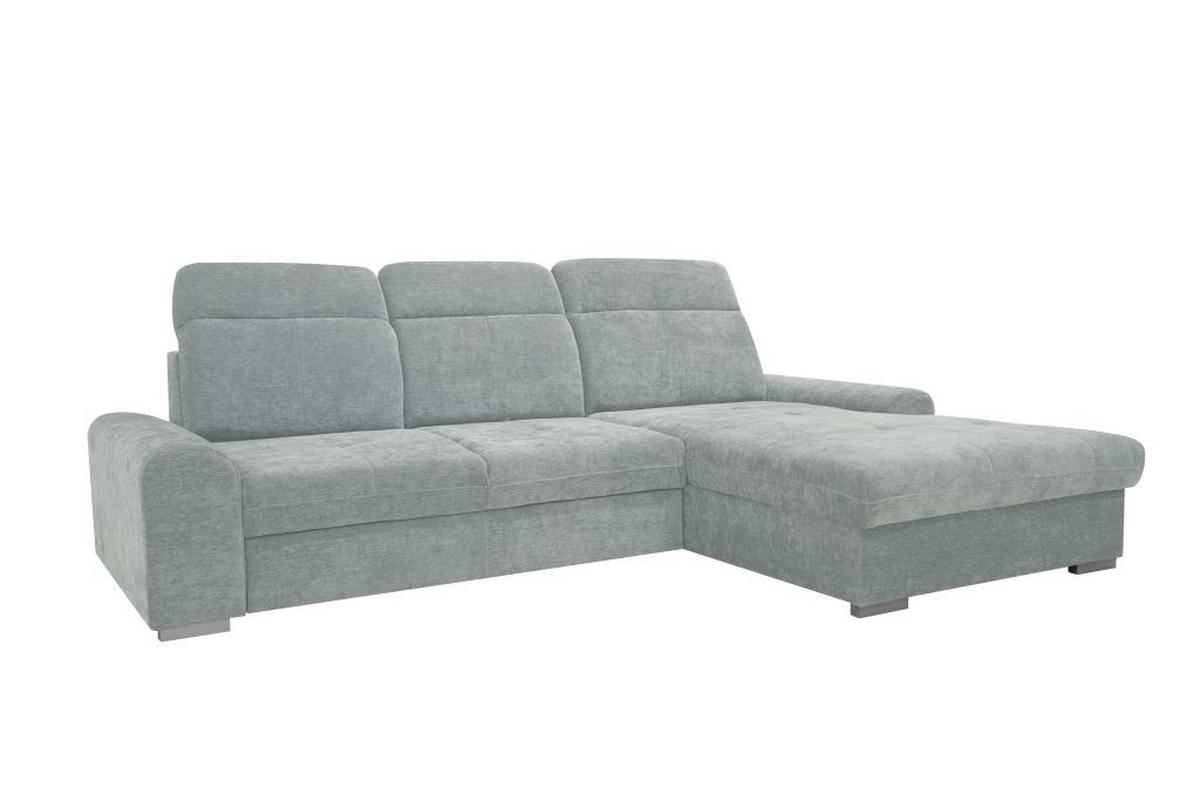 Rohová sedačka MALAGA, pravá, stříbrná žinylka - barvy stříbra/barvy chromu, Konvenční, kov/dřevo (286/203cm) - Ondega