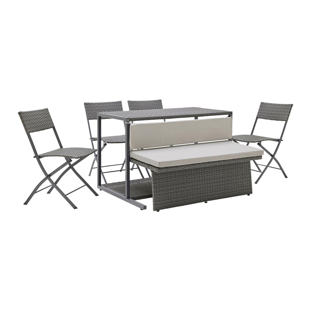 Sada na balkon MARIO tm.šedá/sv.šedá - šedá/světle šedá, Moderní, kov/textil (120/75/105cm) - Bessagi Garden