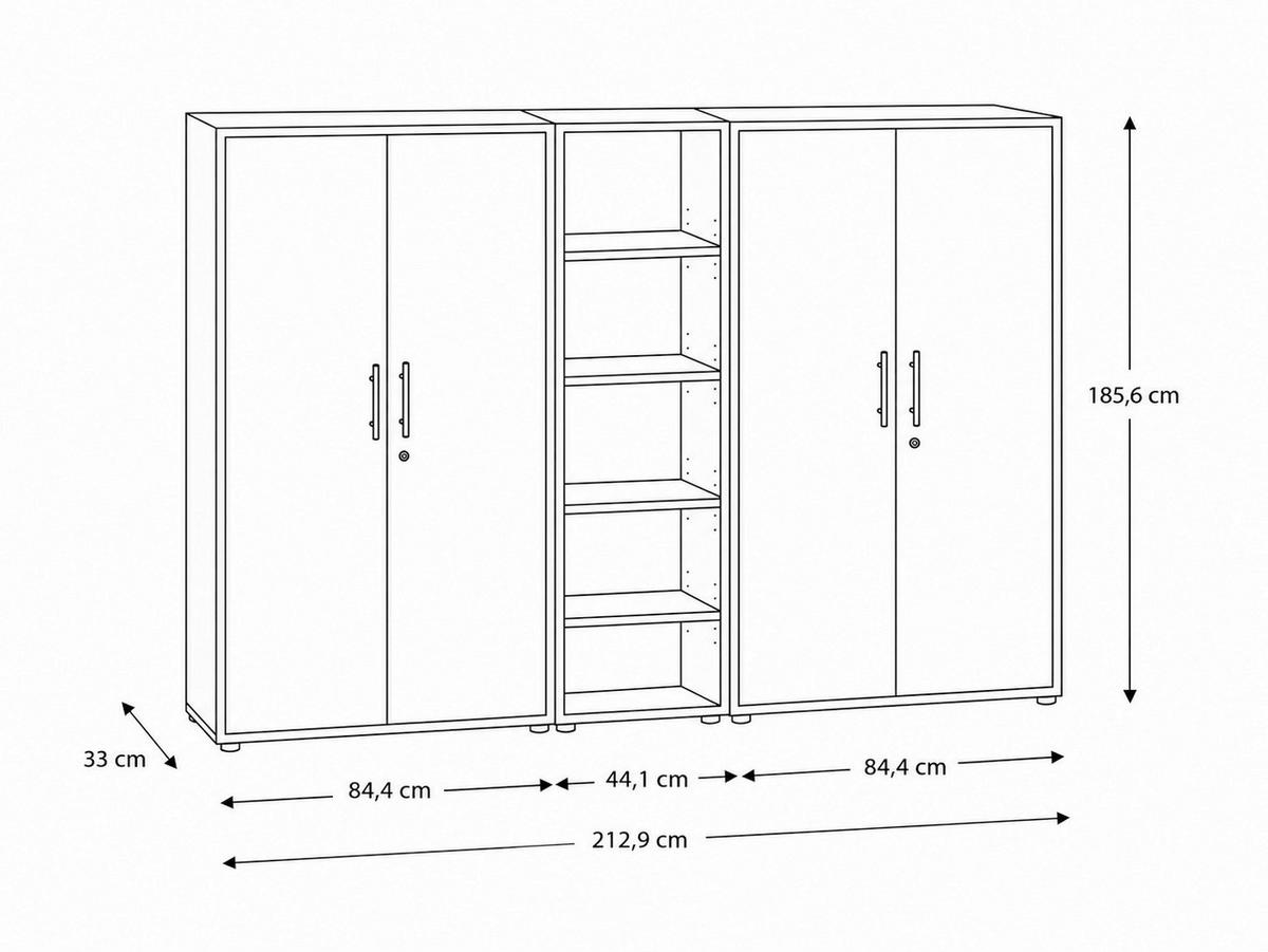 AKTENSCHRANK OFFICE EDITION - SW SET 10 - Anthrazit, MODERN, Holzwerkstoff (212,9/185,6/33cm) - MID.YOU
