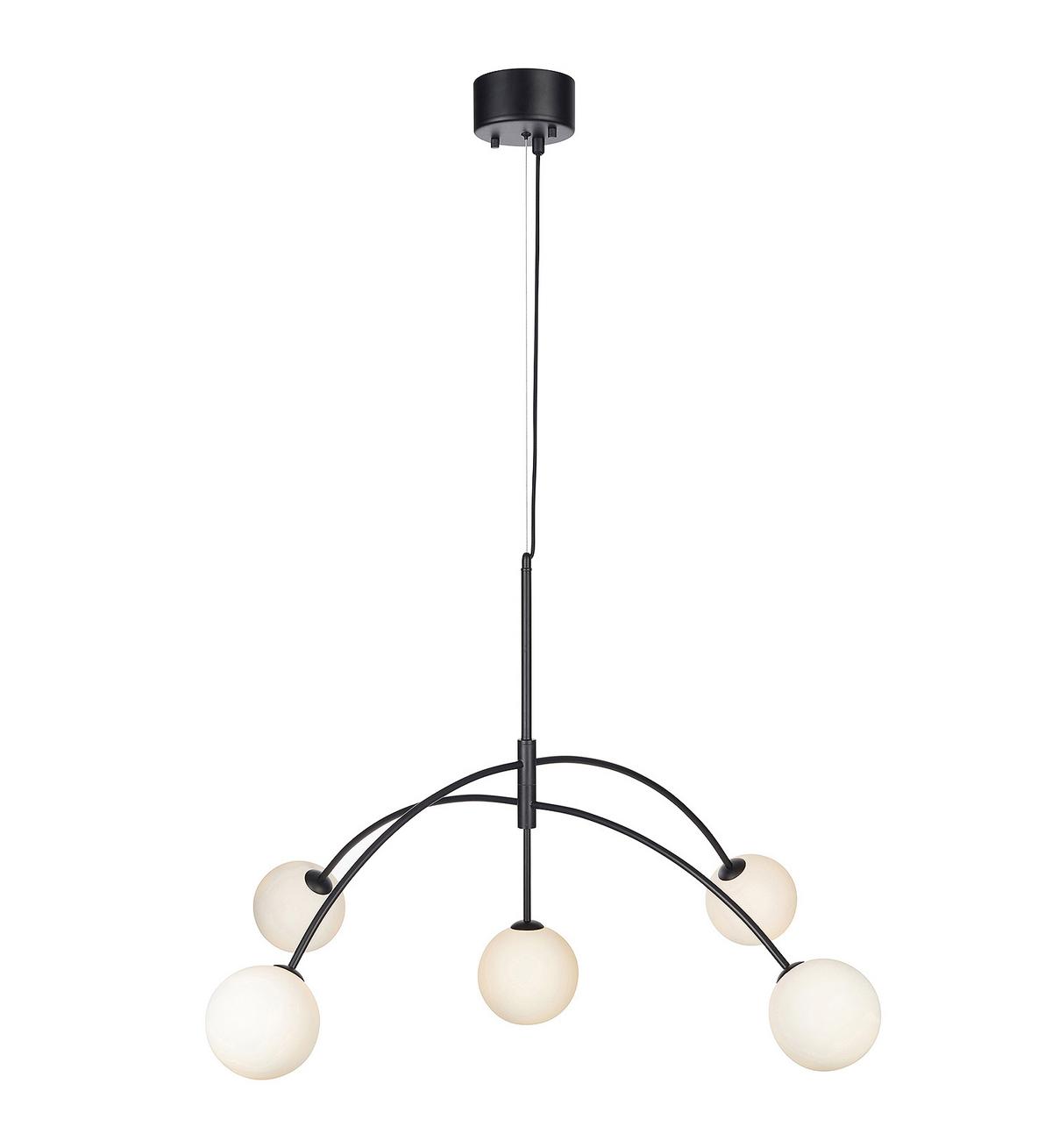 Pendelleuchte Heaven - Schwarz/Weiß, Basics, Glas/Metall (117/70cm) - Markslöjd