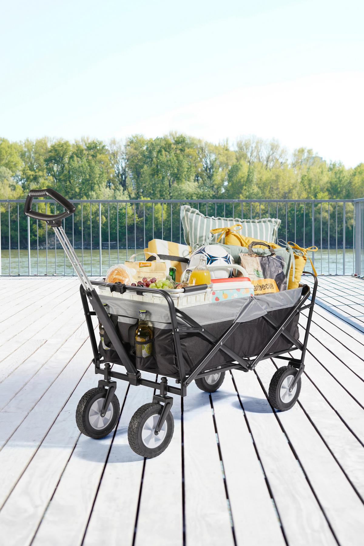 Bollerwagen Easymaxx Grau/schwarz Max. 80 Kg - Schwarz/Grau, Basics, Kunststoff/Textil (106,3/52/79,8cm) - TV - Unser Original