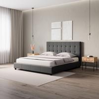 Čalúnená posteľ s čelom FREDERICO, 180x200, sivá - čierna/sivá, Modern, kov/drevo (180/200cm) - Bessagi Home