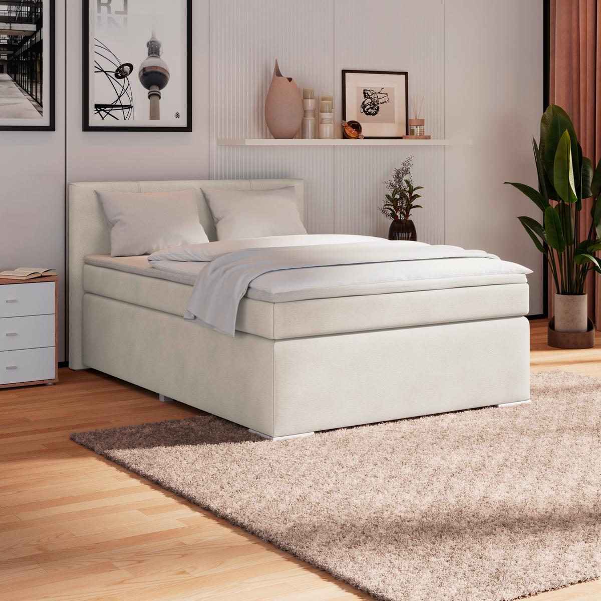 Boxspringbett Mira 1 140x200 - Creme, Basics, Holz/Kunststoff (140/200cm)