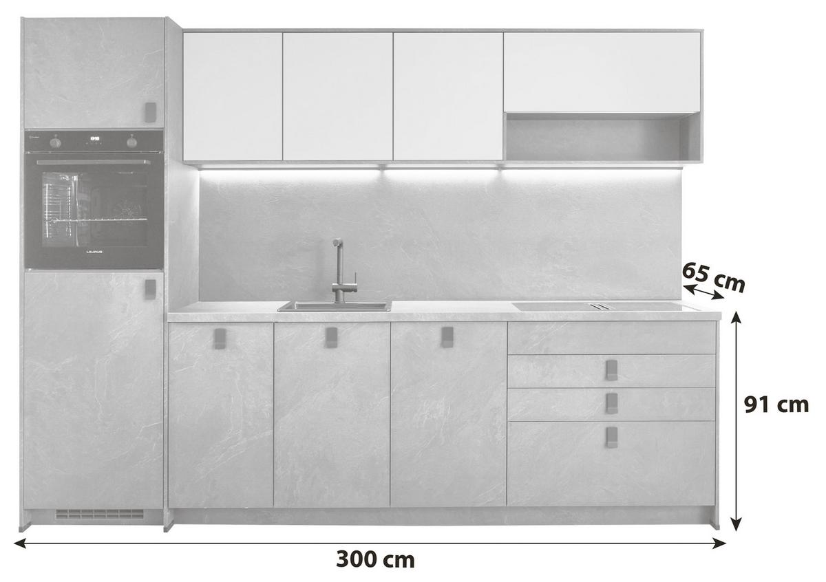 Küchenblock Stone/Sidney - Schieferfarben/Rosa, Basics, Holzwerkstoff (300cm) - Vertico