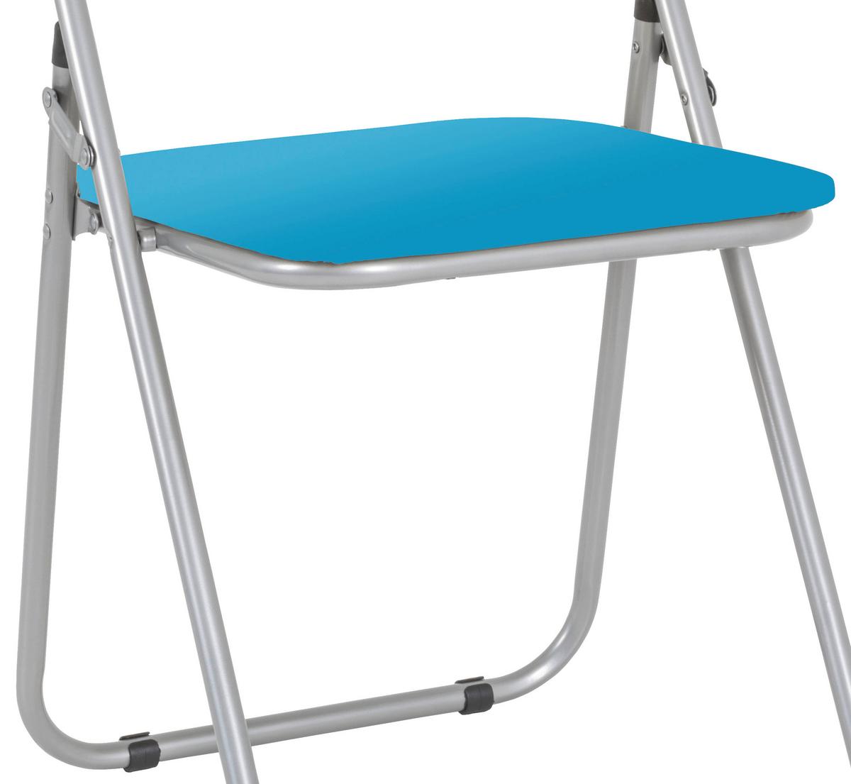 Klappstuhl Shake Stahl, Lederlook - Blau, MODERN, Kunststoff/Metall (44/80/47cm)