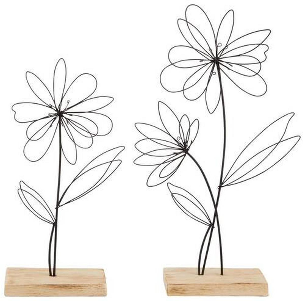 Dekoblume H: ca. 22, Blumy - Schwarz, MODERN, Holz/Metall (12/5/22cm)