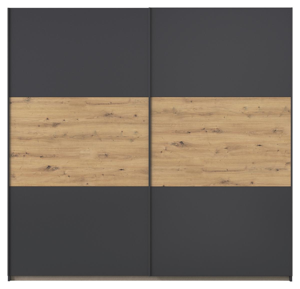 Schwebetürenschrank Neo Grau Eiche Artisan Dekor - Eiche Artisan/Grau, MODERN, Holzwerkstoff (218/210/59cm) - Rauch Möbel