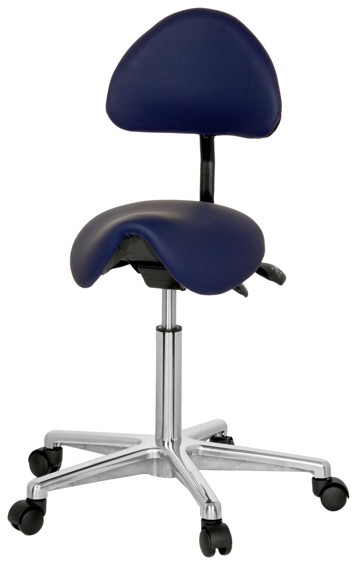 Bürohocker Top Work 20 Lederlook Blau Bis 110kg - Blau/Alufarben, MODERN, Kunststoff/Textil (36/105/40cm) - MID.YOU