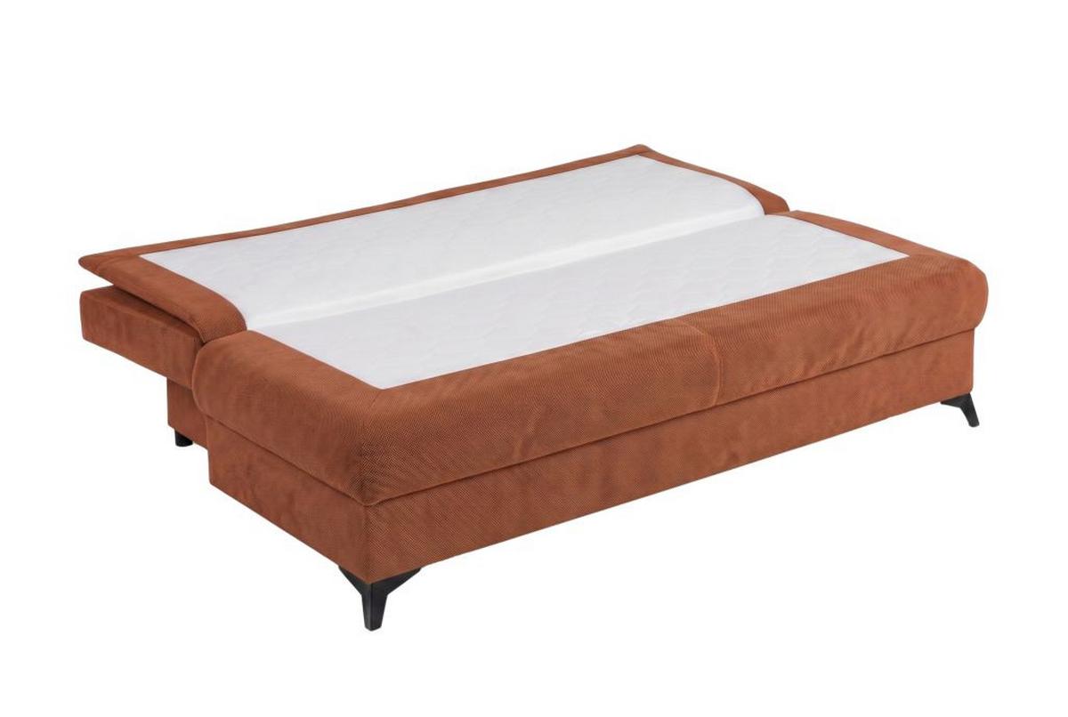 Rozkladacia pohovka KEN, hrdzavá - oranžová/čierna, Konventionell, kompozitné drevo/textil (209/105cm) - Based
