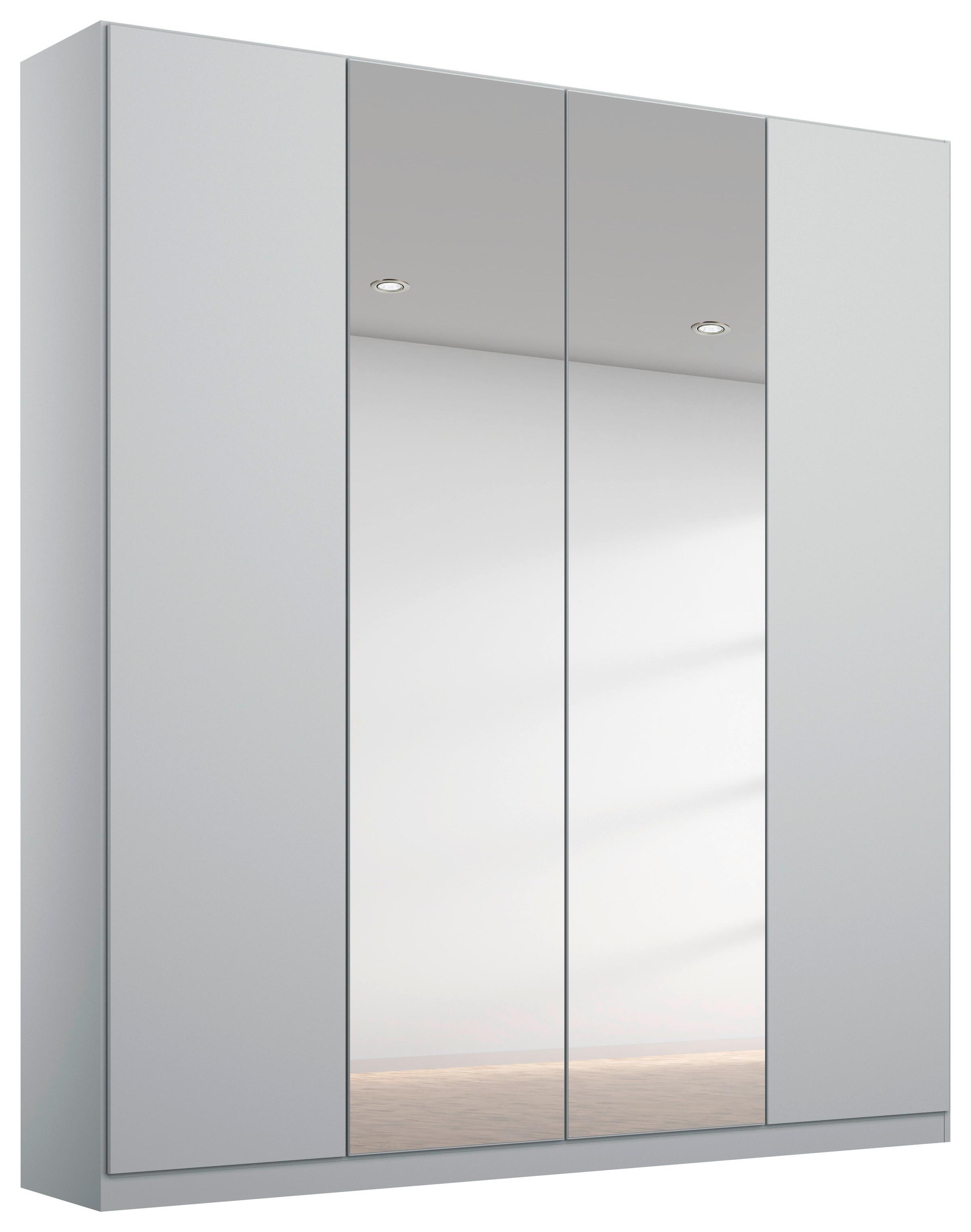 Drehtürenschrank Mit Spiegel 181 Cm Alabama, Seidengrau - Silberfarben/Hellgrau, MODERN, Holzwerkstoff (181/229/54cm)
