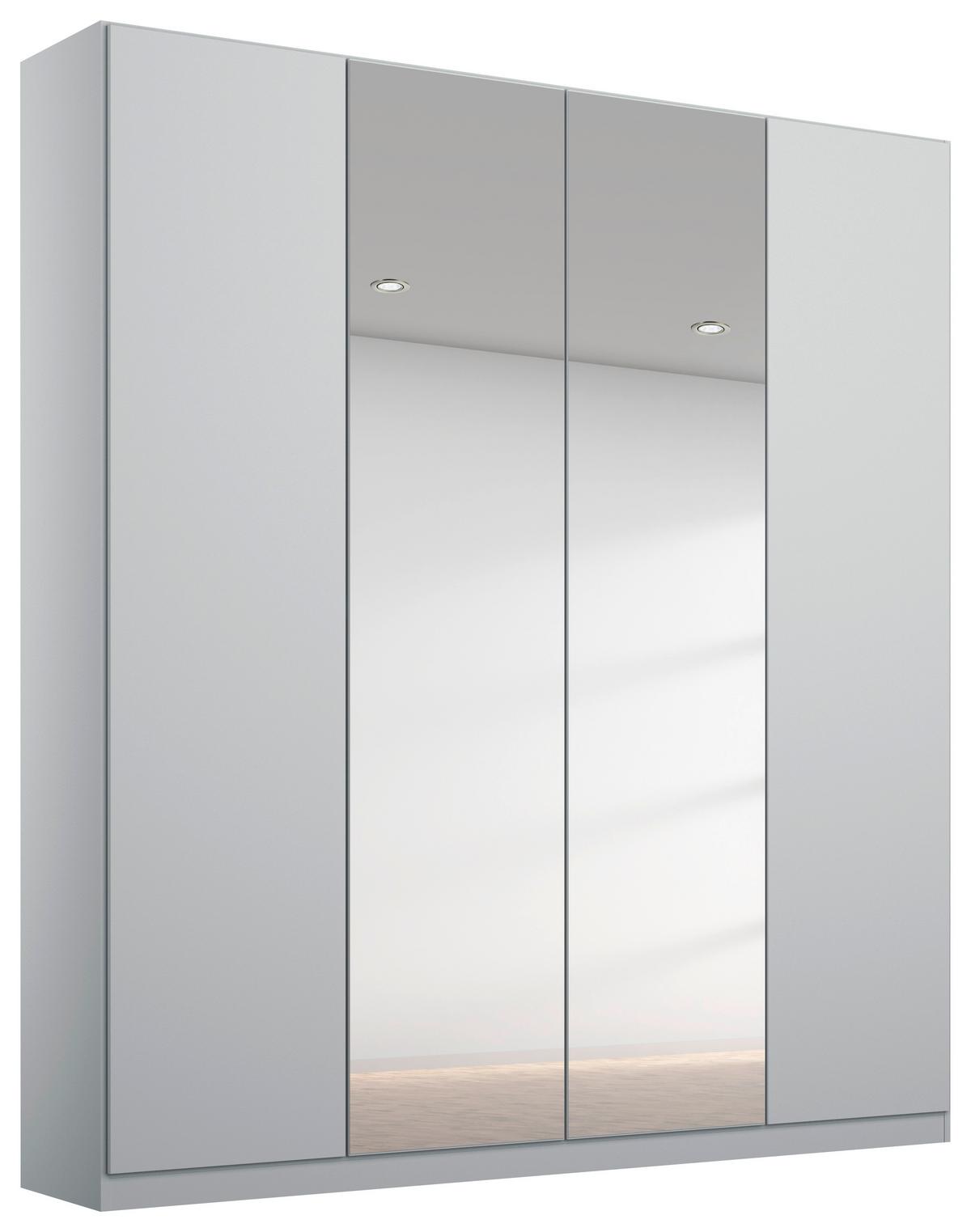 Drehtürenschrank Mit Spiegel 181 Cm Alabama, Seidengrau - Silberfarben/Hellgrau, MODERN, Holzwerkstoff (181/229/54cm)