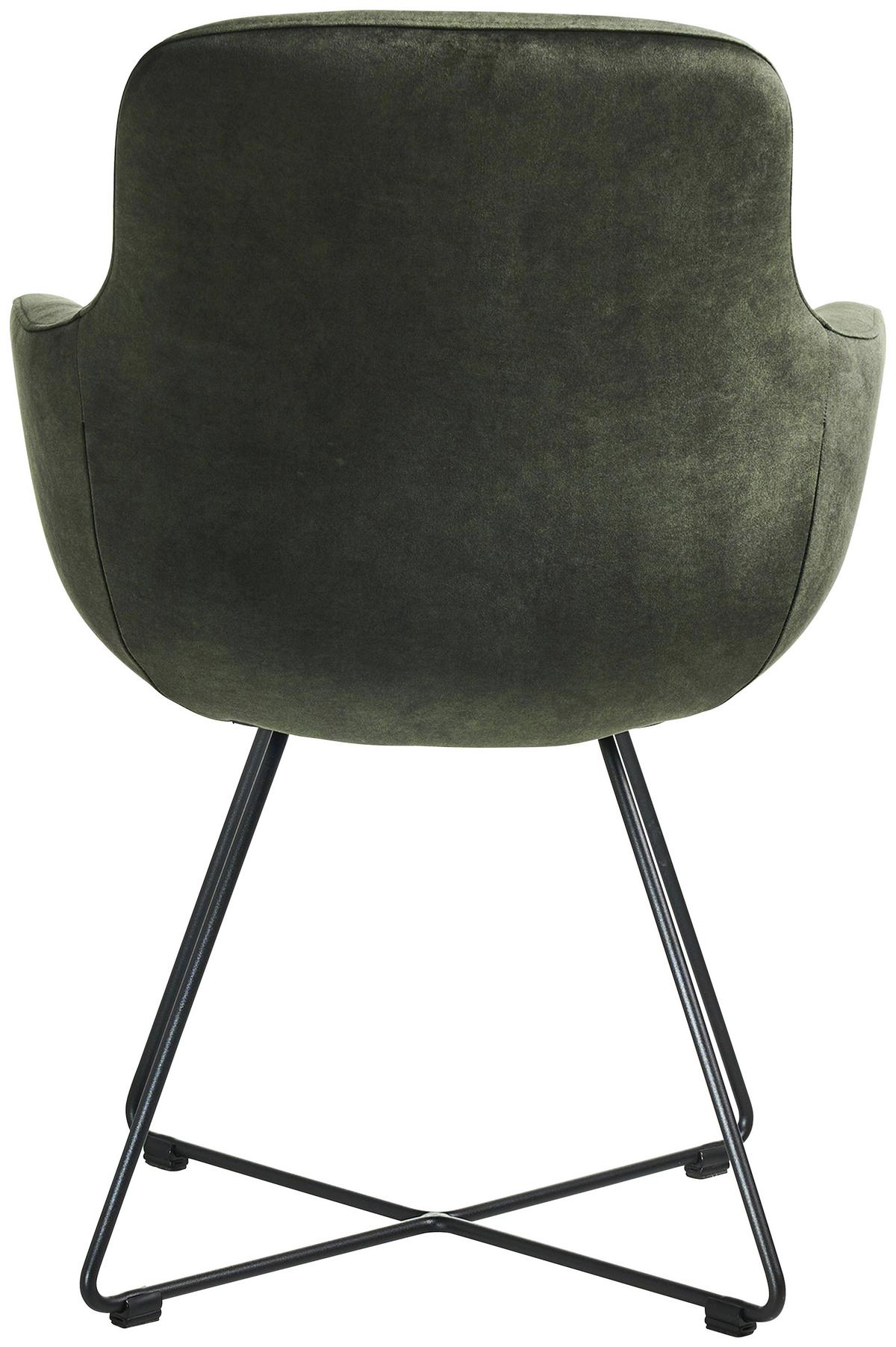 STOLIČKA S PODRÚČKAMI CROSS-CHA - čierna/lesná zelená, Basics, kov/textil (62/89/61cm) - Celina Home