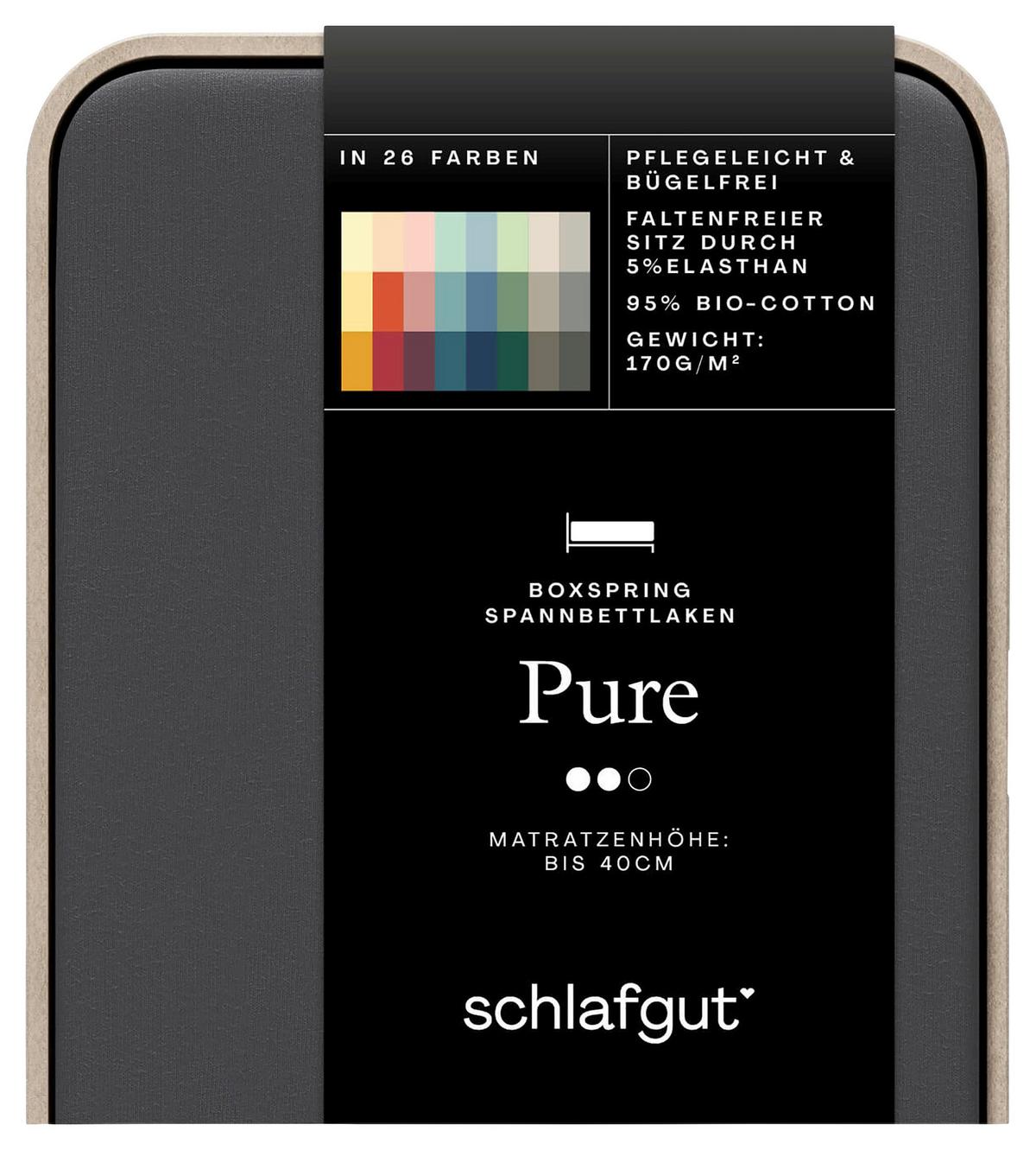 Boxspring-spannleintuch Pure Boxspring - Dunkelgrau, Basics, Textil (90-100/190-220cm) - Schlafgut