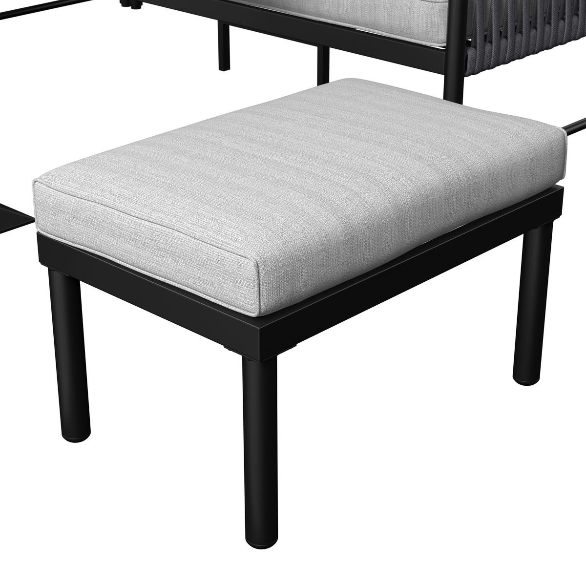 JEDÁLENSKÁ TERASOVÁ SÚPRAVA POLLY - sivá/svetlosivá, Modern, kov/textil - Bessagi Garden